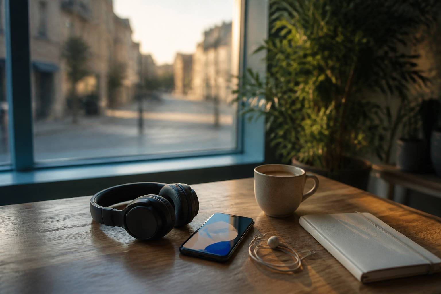Casque audio et smartphone pour écouter une webradio au quotidien
