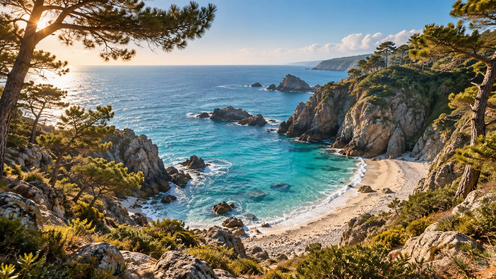 Illustration éditoriale du sujet : Découvrez la crique sauvage et paradisiaque en France que vous n'attendiez pas… Spoiler : ce n’est pas sur la Méditerranée !