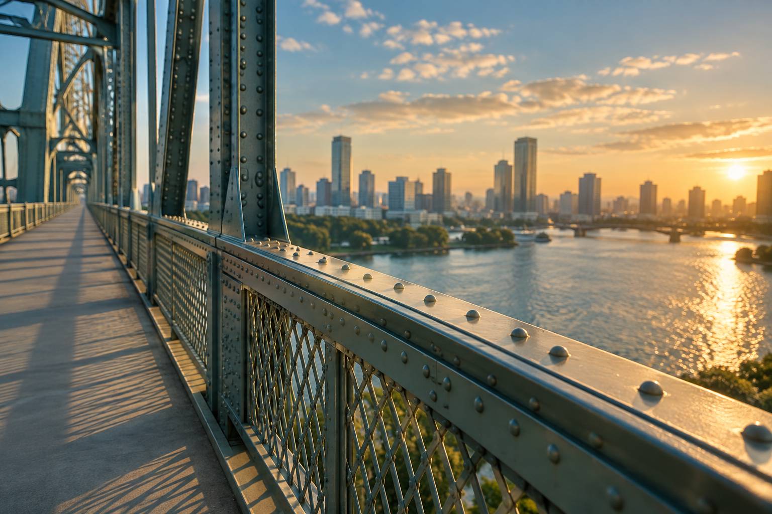 Détail du garde-corps métallique d'un pont parisien