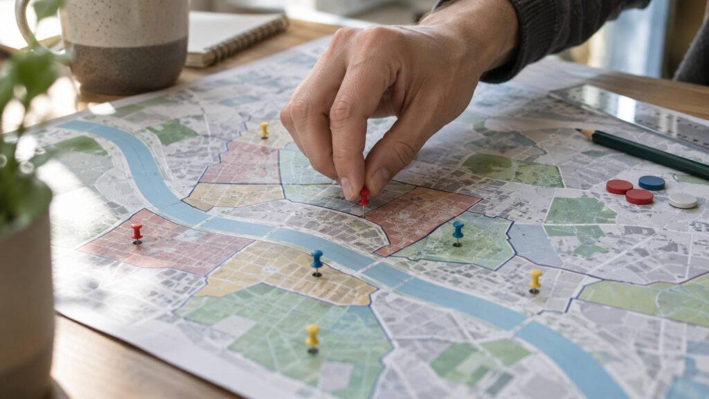 Plan de détail illustrant le sujet de l'article : Lire un découpage électoral à l&rsquo;échelle du quartier