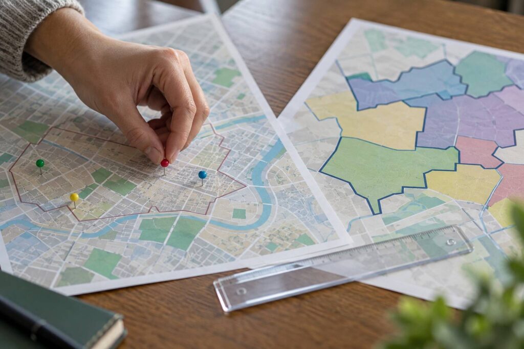 Illustration de détail sur le sujet : Secteur scolaire et quartier : deux cartes qui ne se superposent pas